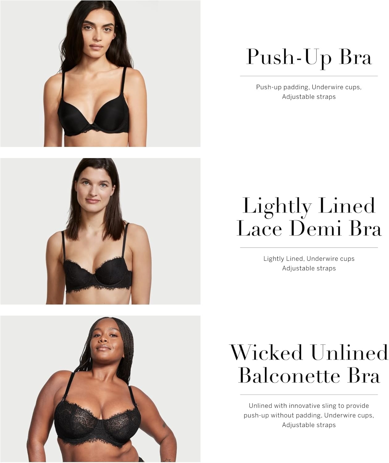 image:imageVictorias Secret Womens Dream Angels Push Up Bra Bras for Women 32A38DDDBlack Smooth New Look