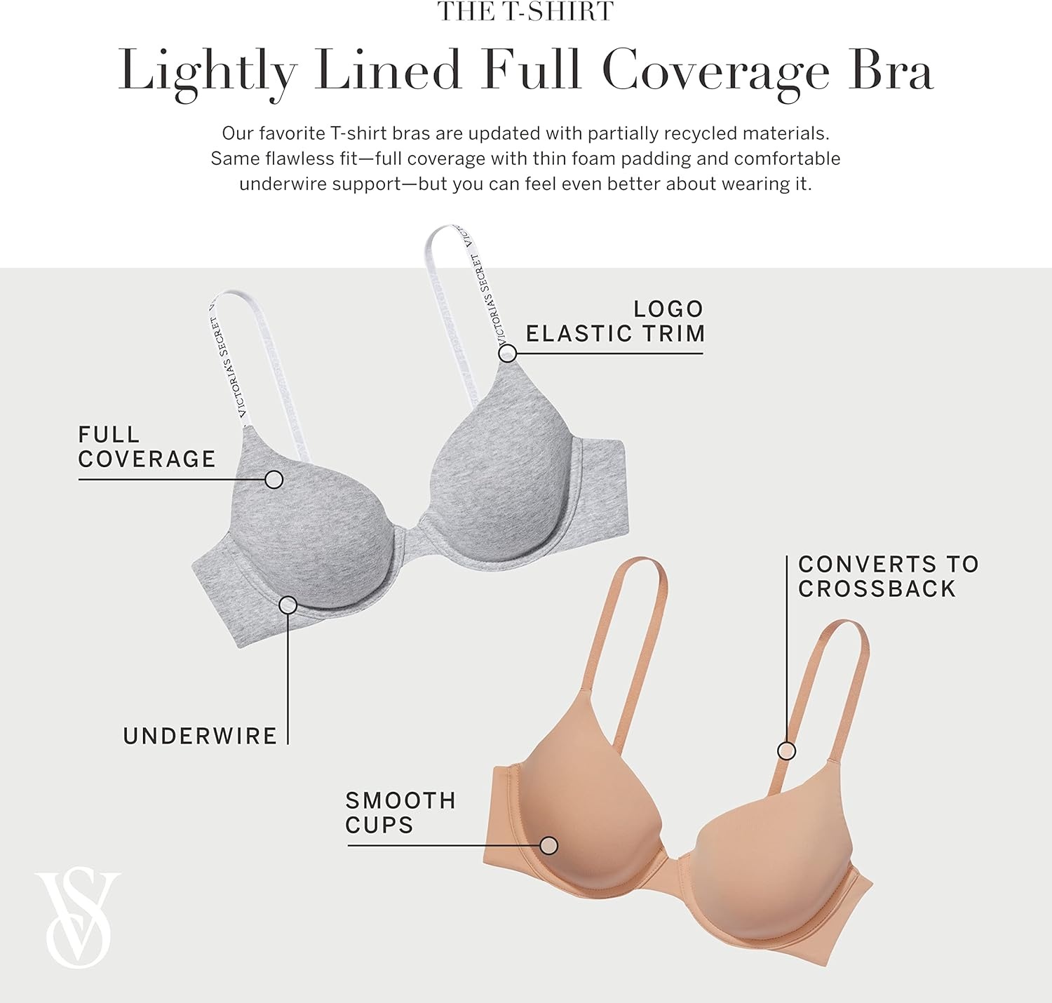 image:imageVictorias Secret Womens Full Coverage Lightly Lined TShirt Bra Bras for Women 32B38DDDMedium Grey