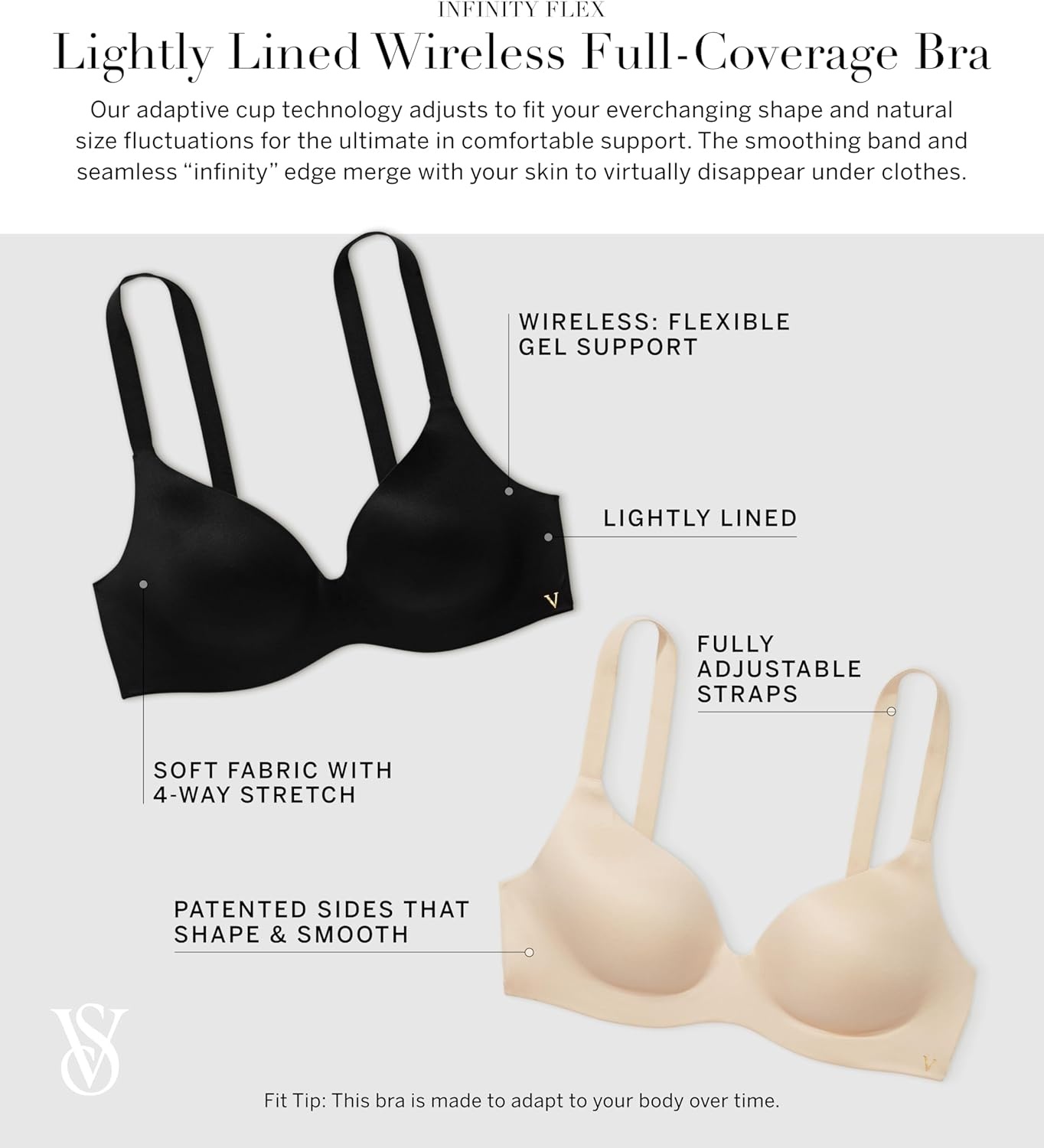 image:imageVictorias Secret Womens Infinity Flex Full Coverage Lightly Lined Wireless TShirt Bra Bras for Women 32B38DDDPraline