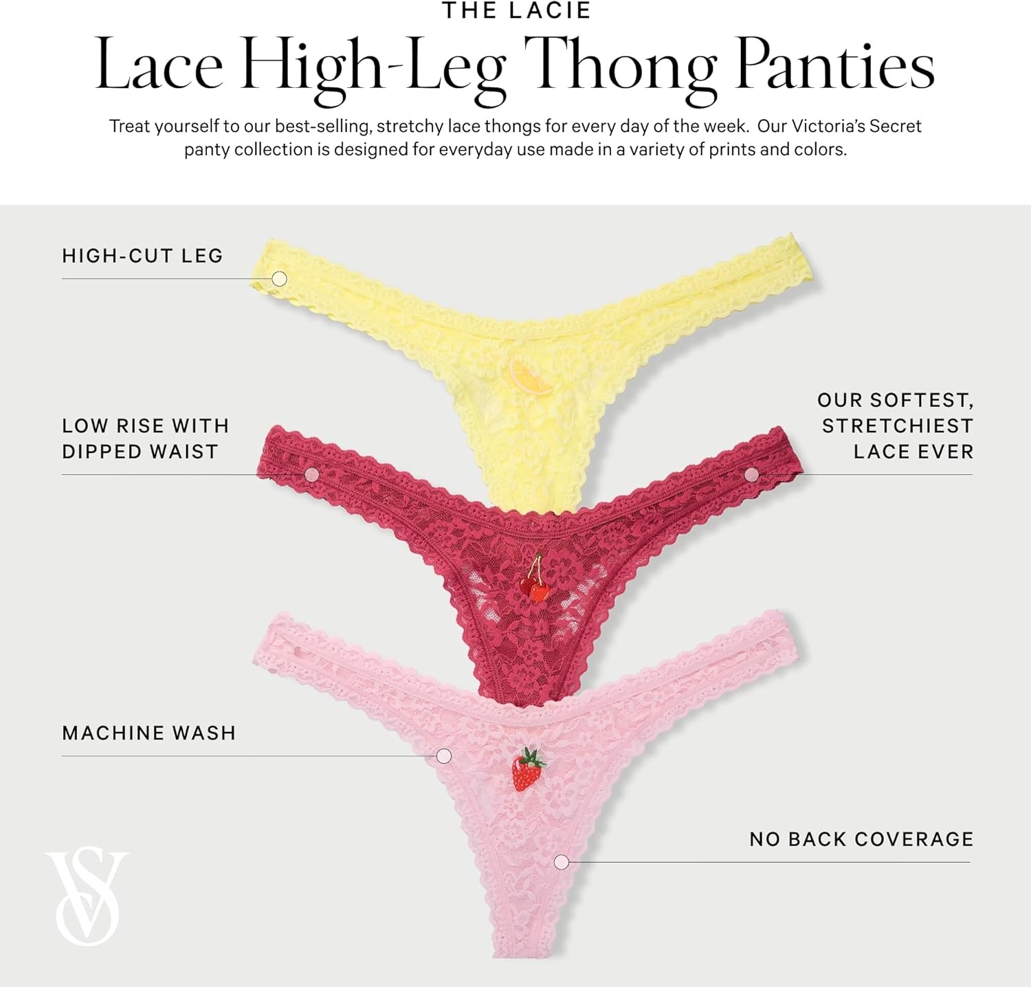 image:imageVictorias Secret Womens Lace Thong Underwear Panties for Women Multi PackSpring Fruits