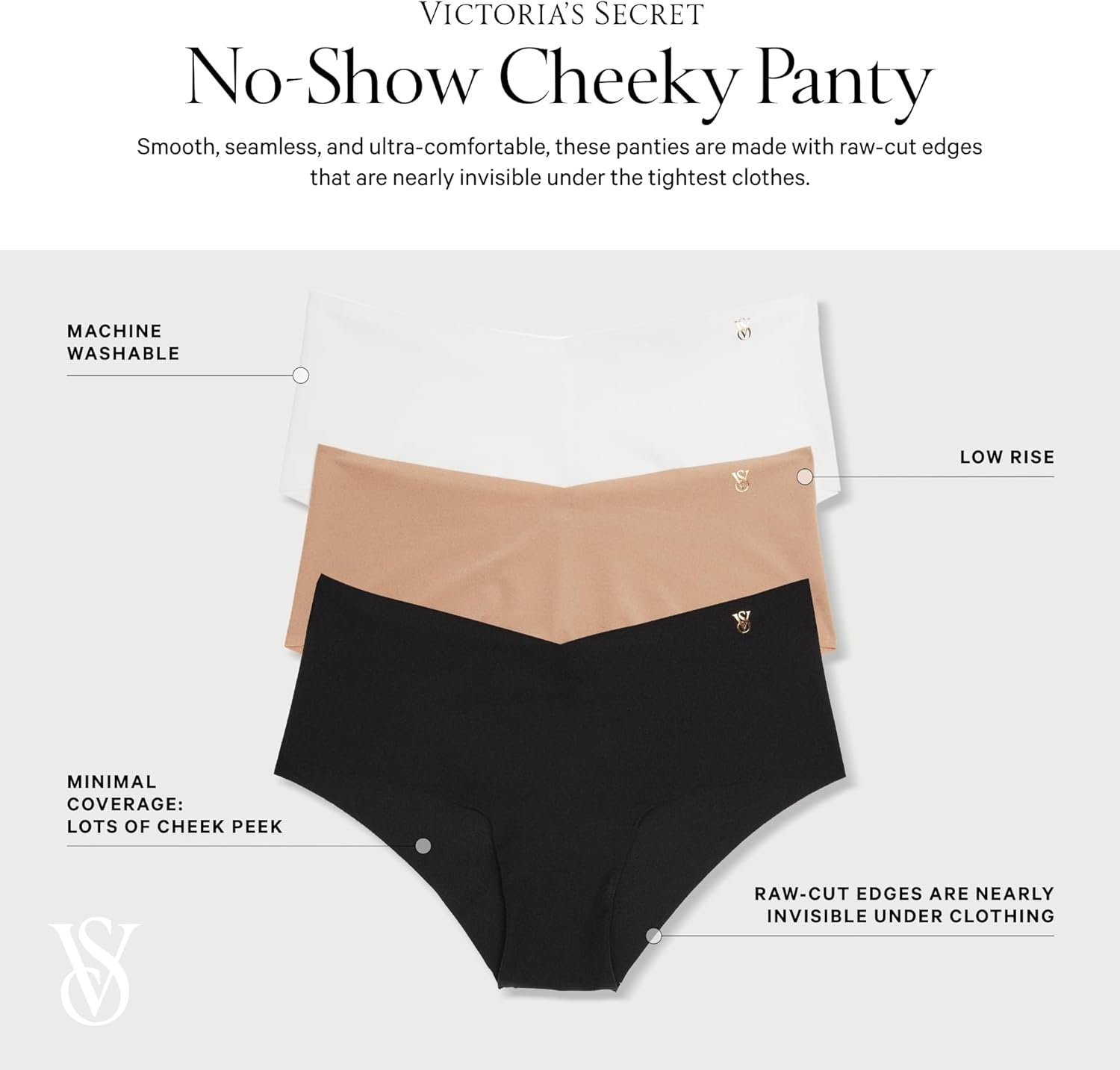 image:imageVictorias Secret Womens No Show Cheeky Underwear Minimal Coverage Panties for Women Multi Pack XSXXLBasics Mix