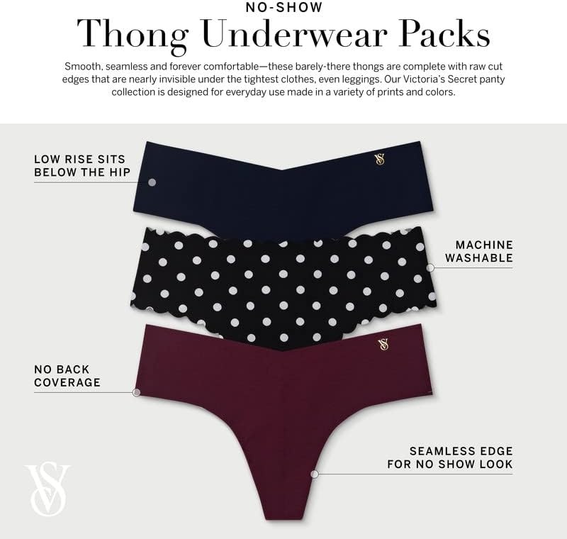 image:imageVictorias Secret Womens No Show Thong Underwear Panties for Women Multi Pack XSXXLMulticolor Nude