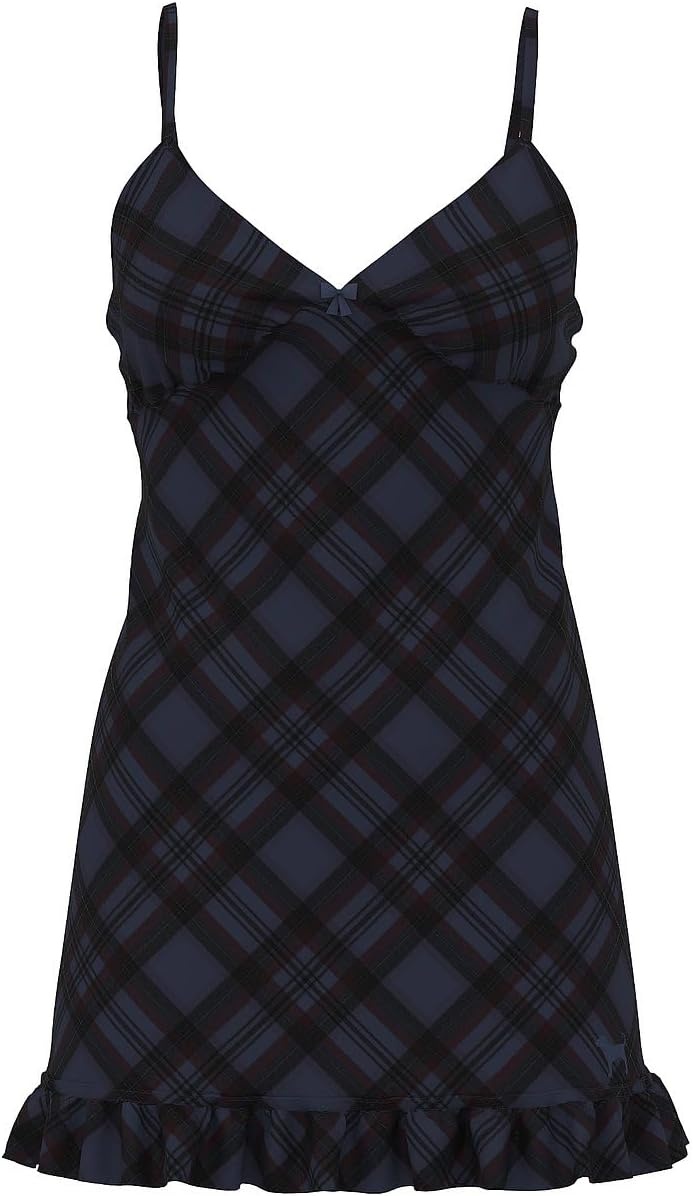 image:imageVictorias Secret Womens PINK Flannel Sleep Slip Dress Sleepwear for WomenNavy Plaid