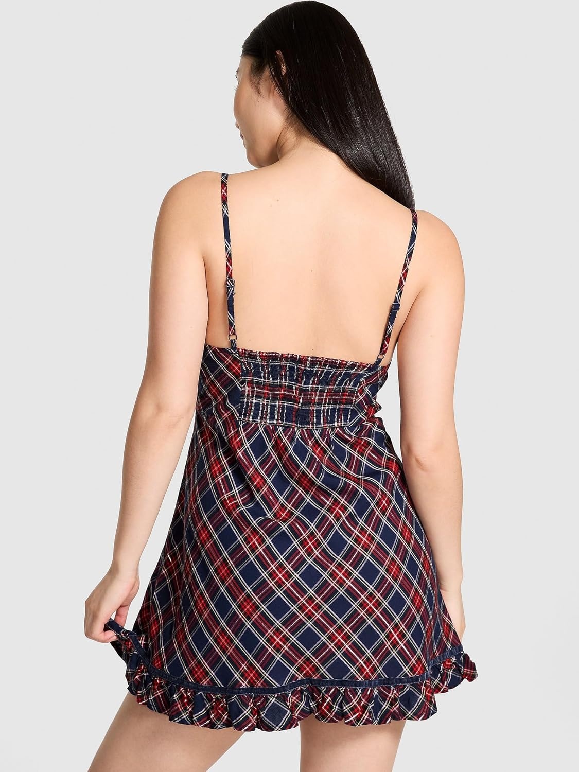 image:imageVictorias Secret Womens PINK Flannel Sleep Slip Dress Sleepwear for WomenNavy Plaid