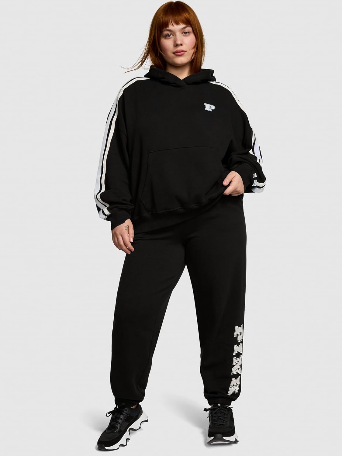 image:imageVictorias Secret Womens PINK Logo Campus Hoodie Sweatshirt XSXXLBlack Stripe