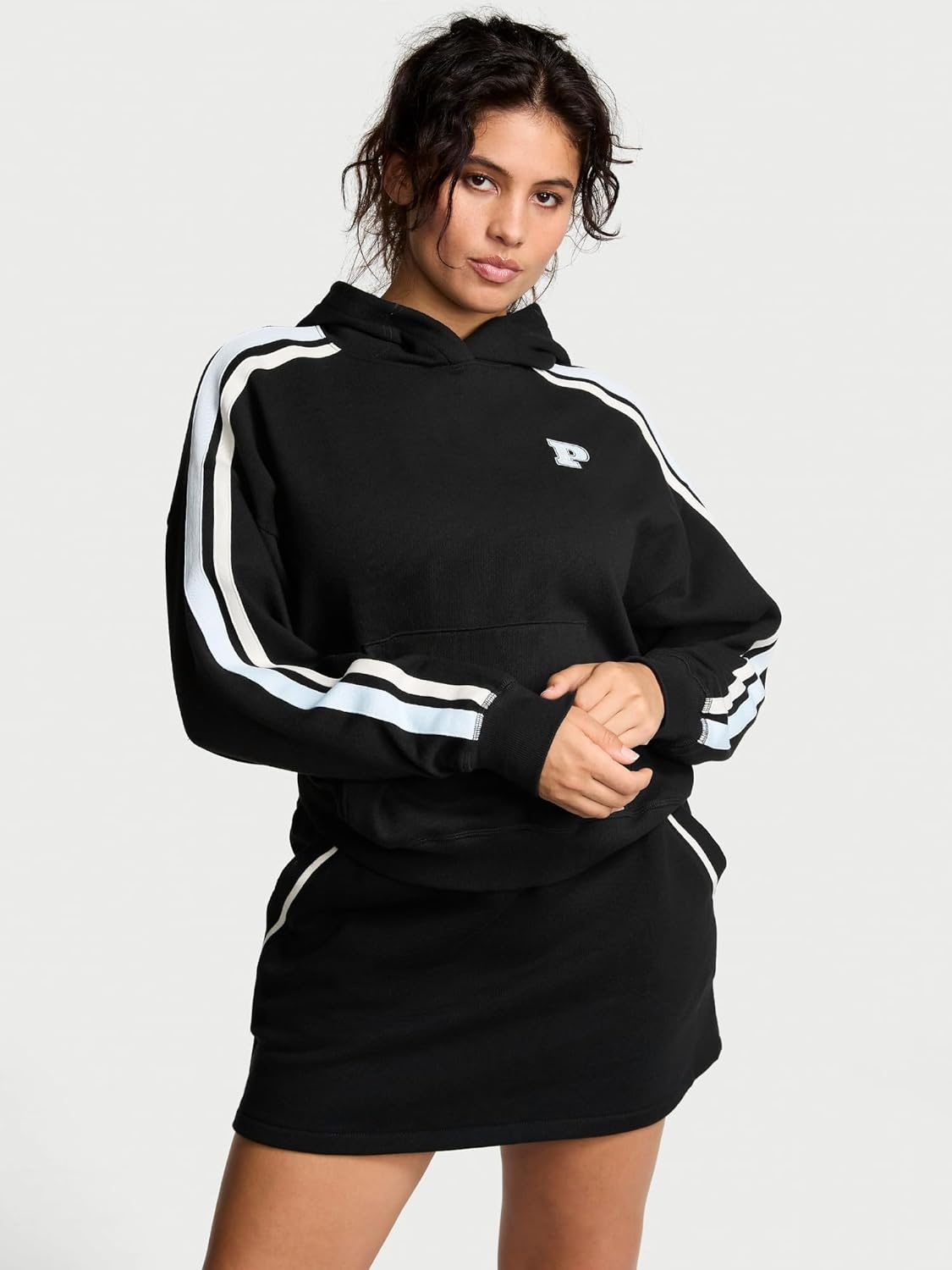 image:imageVictorias Secret Womens PINK Logo Campus Hoodie Sweatshirt XSXXLBlack Stripe