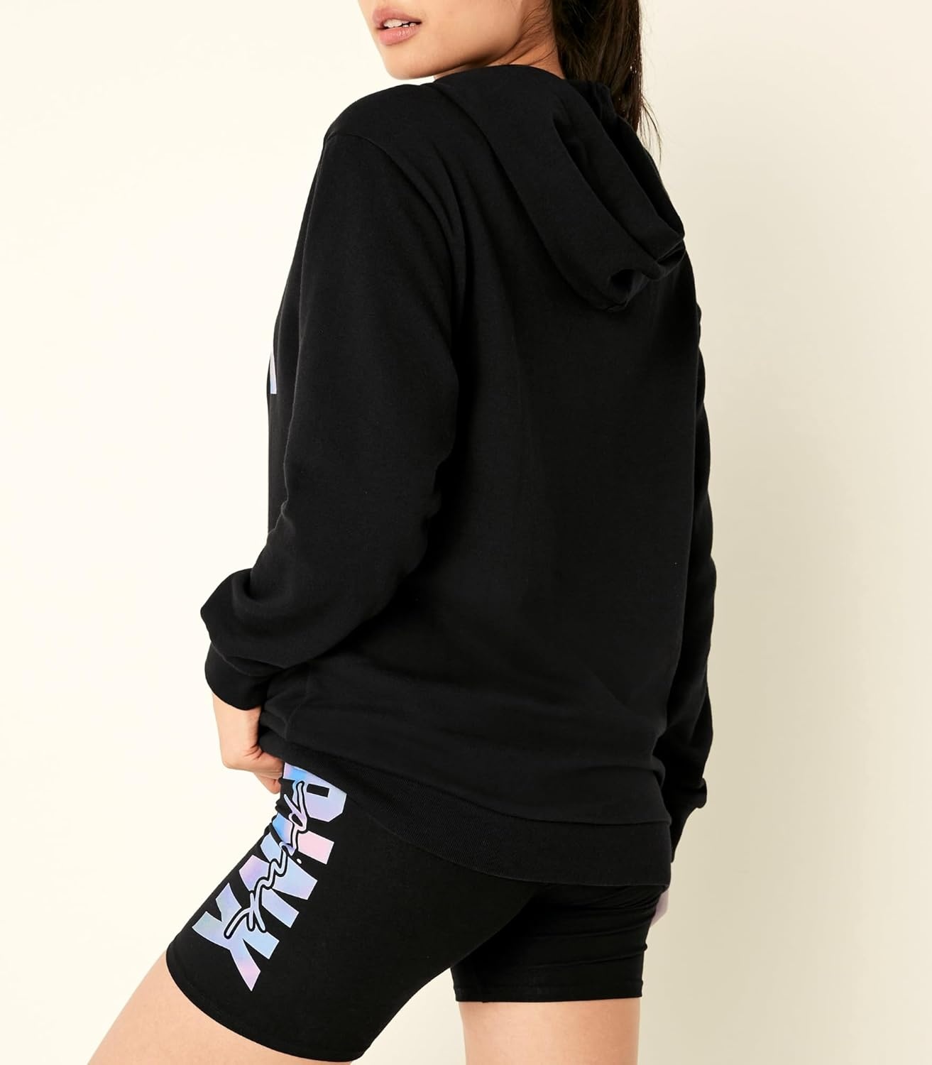 image:imageVictorias Secret Womens PINK Logo Campus Hoodie Sweatshirt XSXXLPure Black Blur Sans Logo
