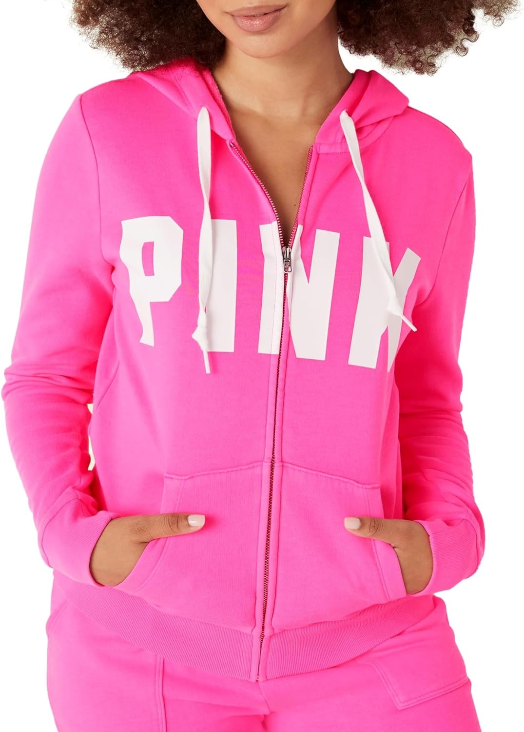 image:imageVictorias Secret Womens PINK Logo Full Zipup Sweatshirt XSXXLAtomic Pink Sans Logo