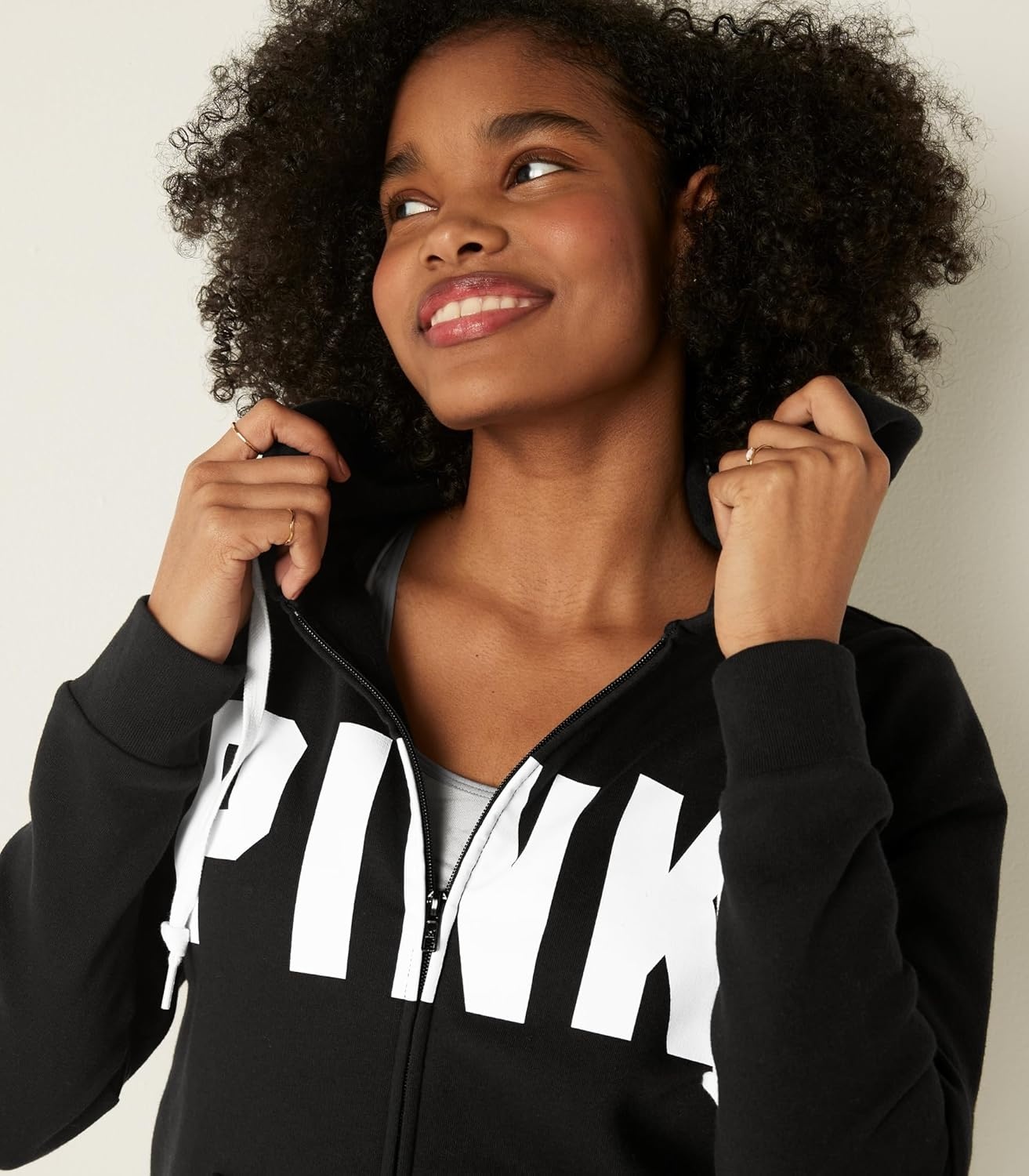 image:imageVictorias Secret Womens PINK Logo Full Zipup Sweatshirt XSXXLLogo Black