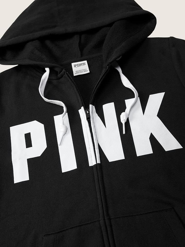 image:imageVictorias Secret Womens PINK Logo Full Zipup Sweatshirt XSXXLLogo Black