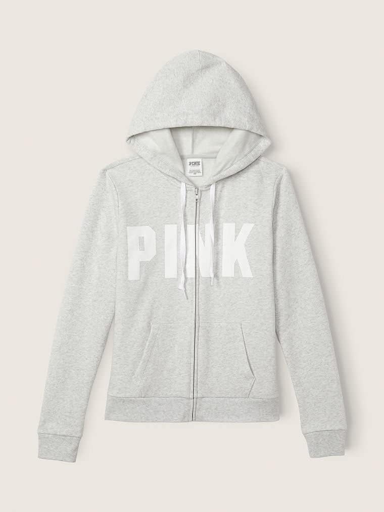 image:imageVictorias Secret Womens PINK Logo Full Zipup Sweatshirt XSXXLLogo Grey