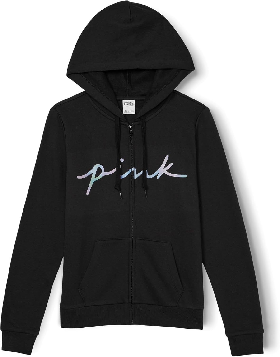 image:imageVictorias Secret Womens PINK Logo Full Zipup Sweatshirt XSXXLPure Black Blur Script Logo