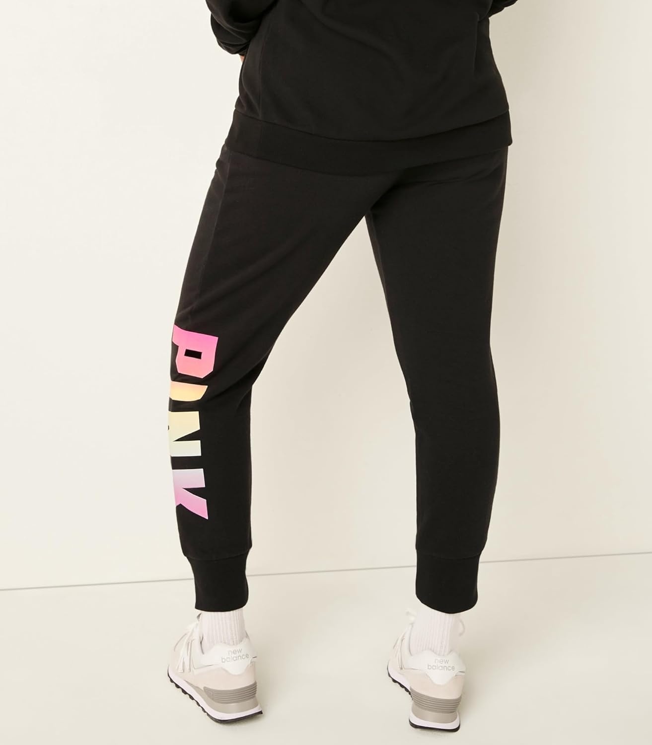 image:imageVictorias Secret Womens Pink Logo Fleece Jogger SweatpantsPure Black With Gradient Classic Logo