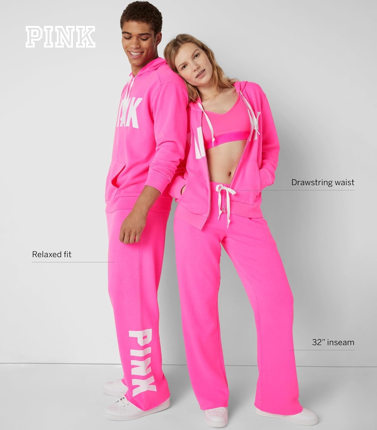 image:imageVictorias Secret Womens Pink Logo Heritage SweatpantsAtomic Pink Sans Logo