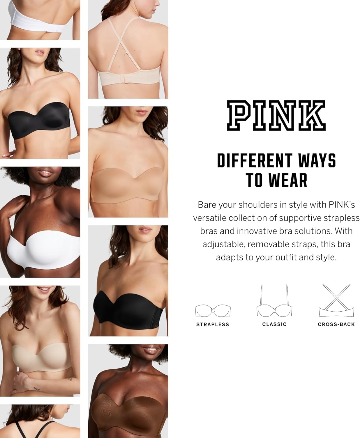 image:imageVictorias Secret Womens Pink Wear Everywhere Lightly Lined Strapless Bra Bras for Women 32A38DDDMarzipan