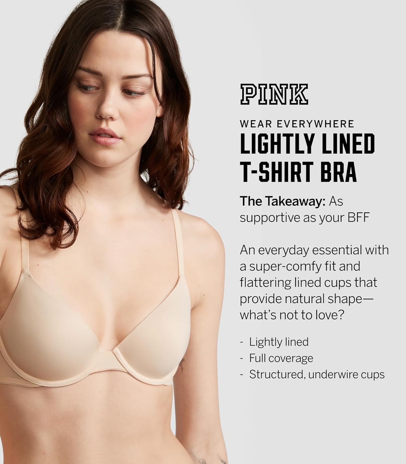image:imageVictorias Secret Womens Pink Wear Everywhere Lightly Lined TShirt Bra Bras for Women 32A38DDMedium Heather Grey Logo