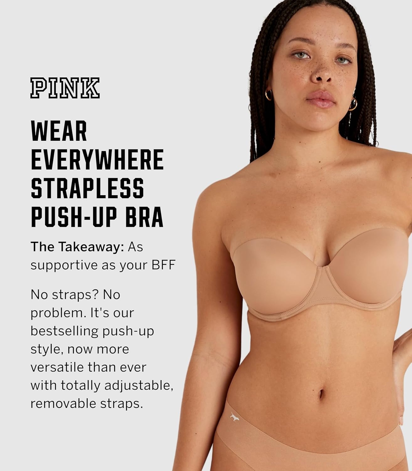 image:imageVictorias Secret Womens Pink Wear Everywhere Push Up Strapless Bra Bras for WomenOptic White