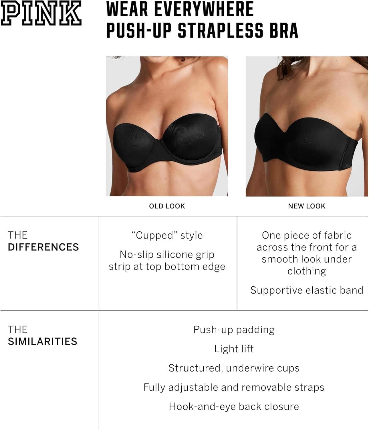 image:imageVictorias Secret Womens Pink Wear Everywhere Push Up Strapless Bra Bras for WomenOptic White New Look