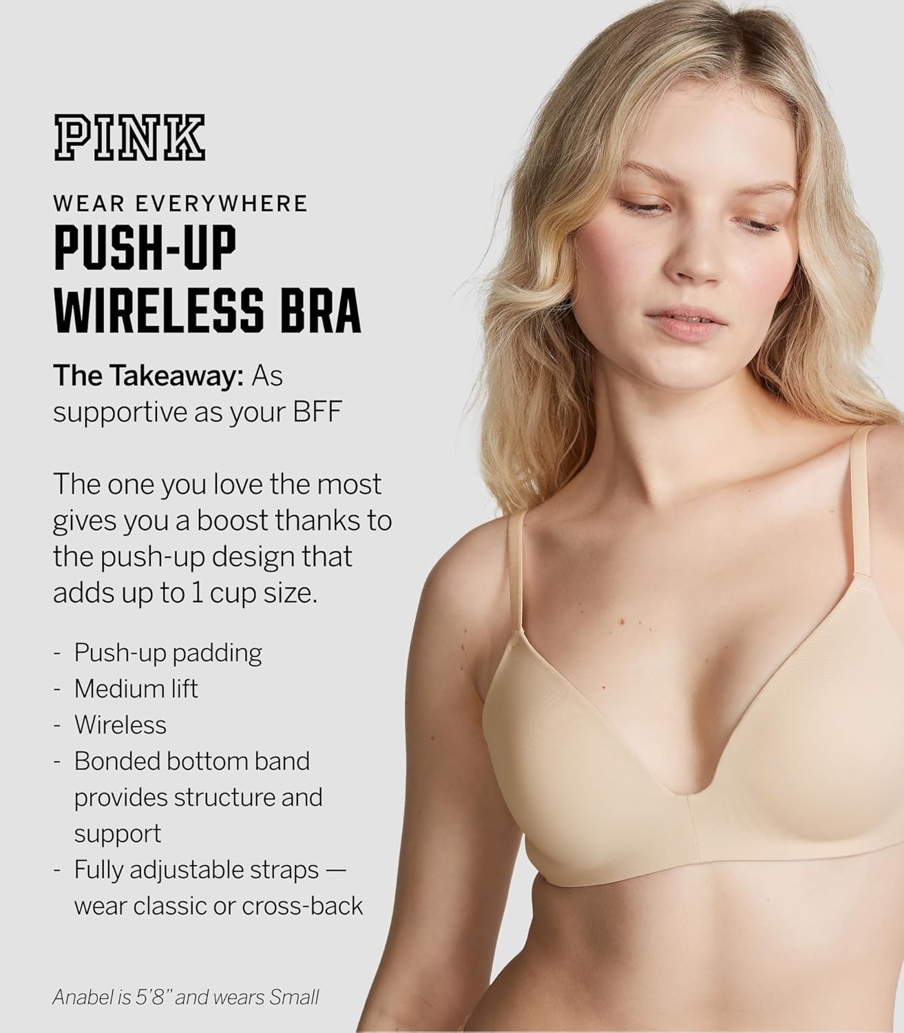 image:imageVictorias Secret Womens Pink Wear Everywhere Push Up Wireless Bra Bras for Women 32A 38DDDPure Black