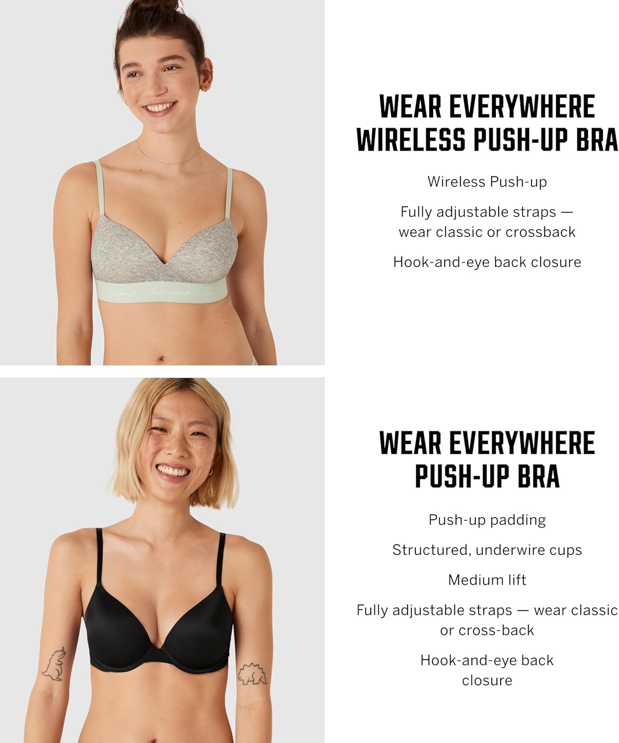 image:imageVictorias Secret Womens Pink Wear Everywhere Push Up Wireless Bra Bras for Women 32A 38DDDPure Black