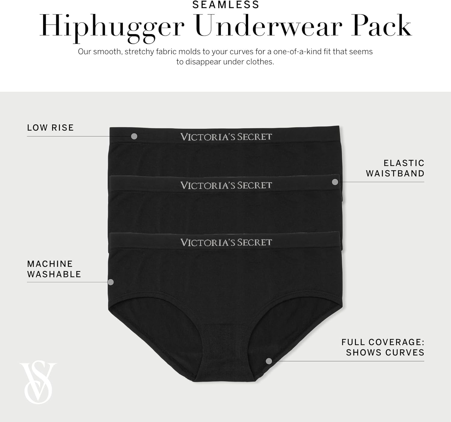 image:imageVictorias Secret Womens Seamless Hipster Underwear Moderate Coverage Panties for Women Multi Pack XSXXLBlack
