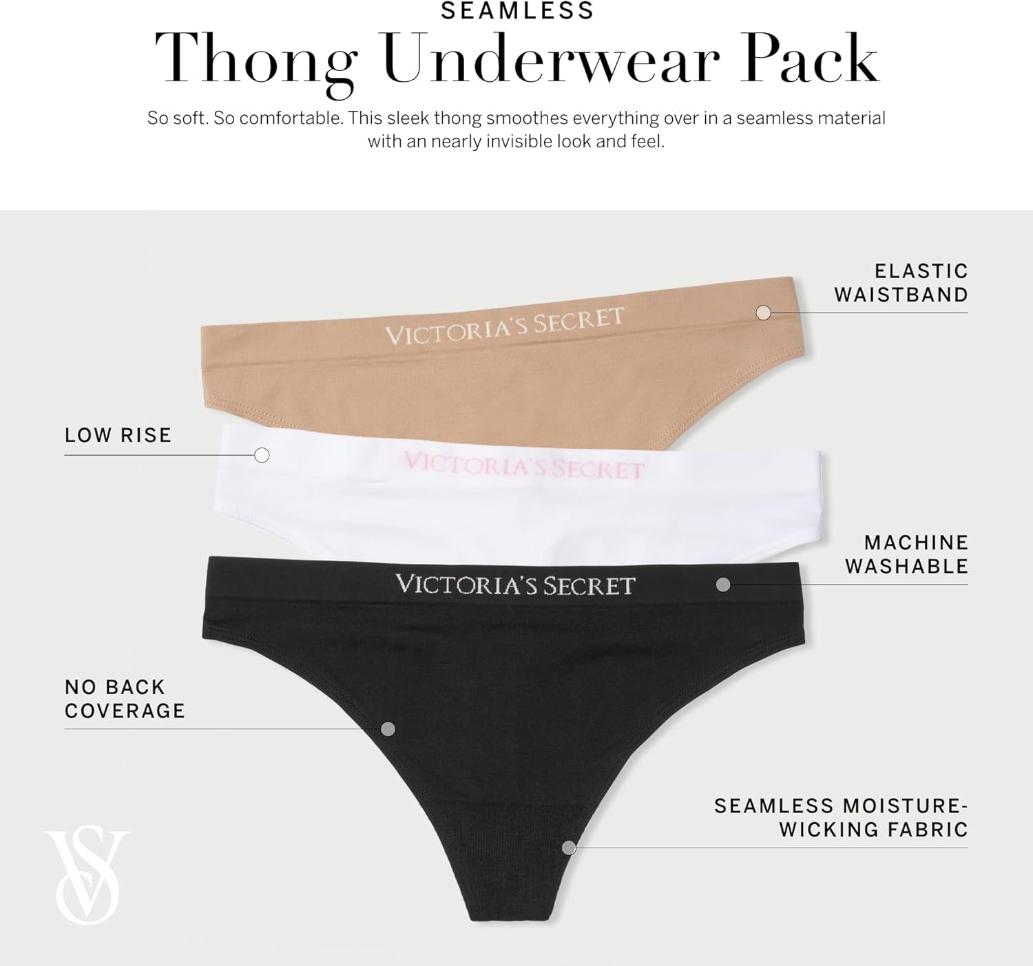 image:imageVictorias Secret Womens Seamless Thong Underwear Panties for Women Multi Pack XSXXLBlack