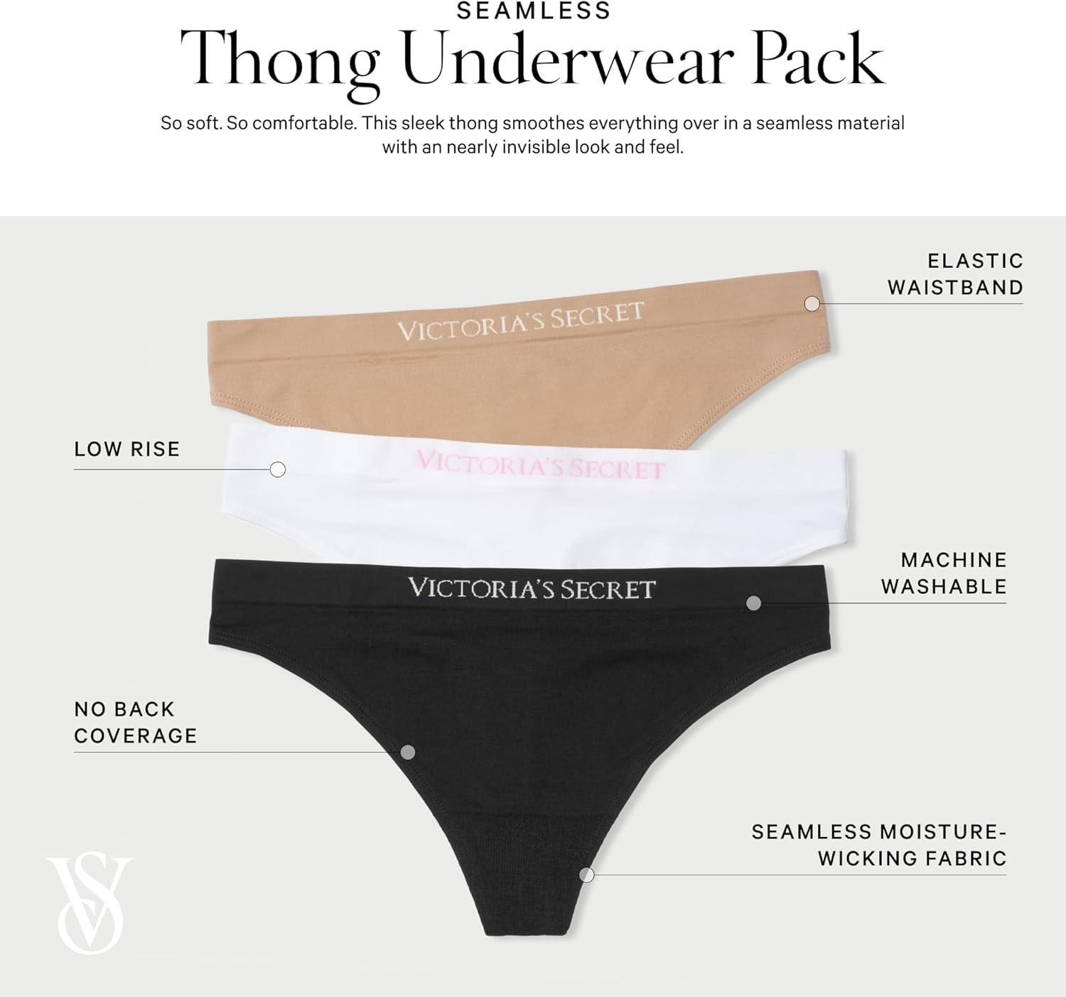 image:imageVictorias Secret Womens Seamless Thong Underwear Panties for Women Multi Pack XSXXLNeutrals Mix