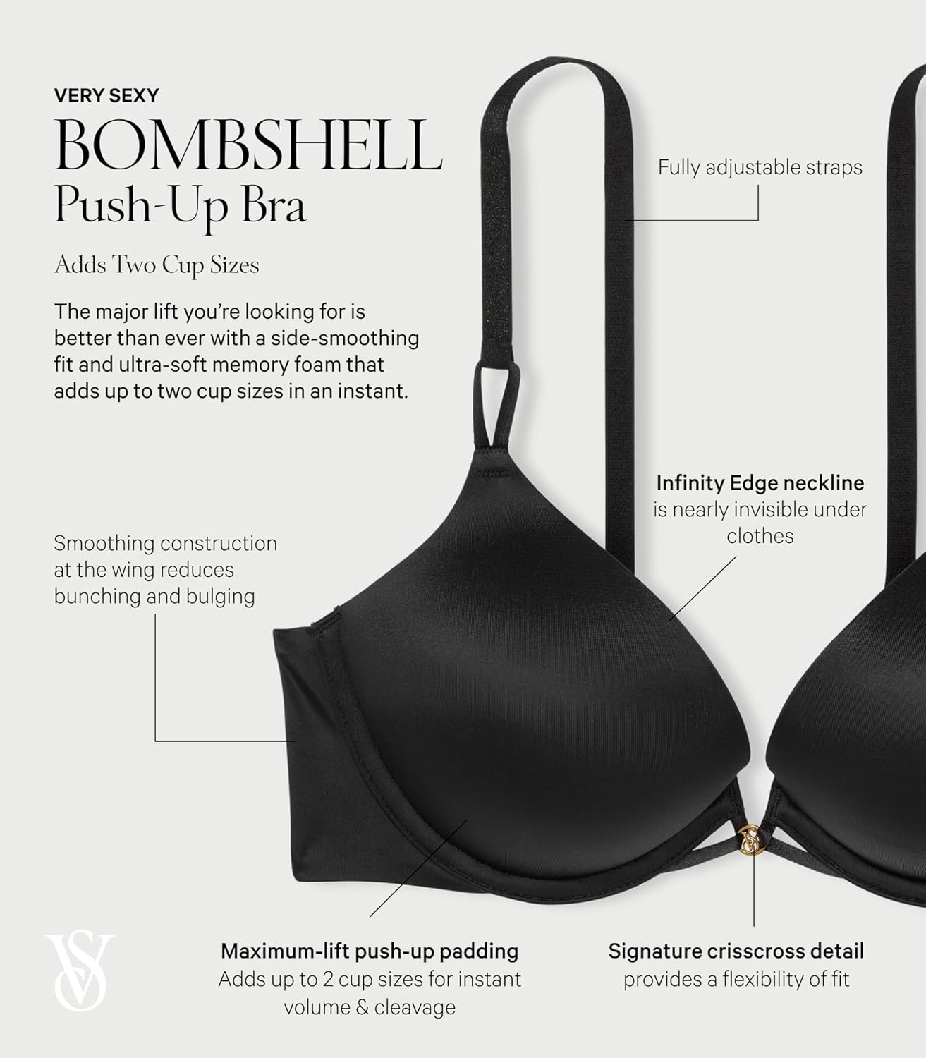 image:imageVictorias Secret Womens Very Sexy Bombshell Adds2Cups Push Up Bra Bras for Women 32A38DDDPraline New Look