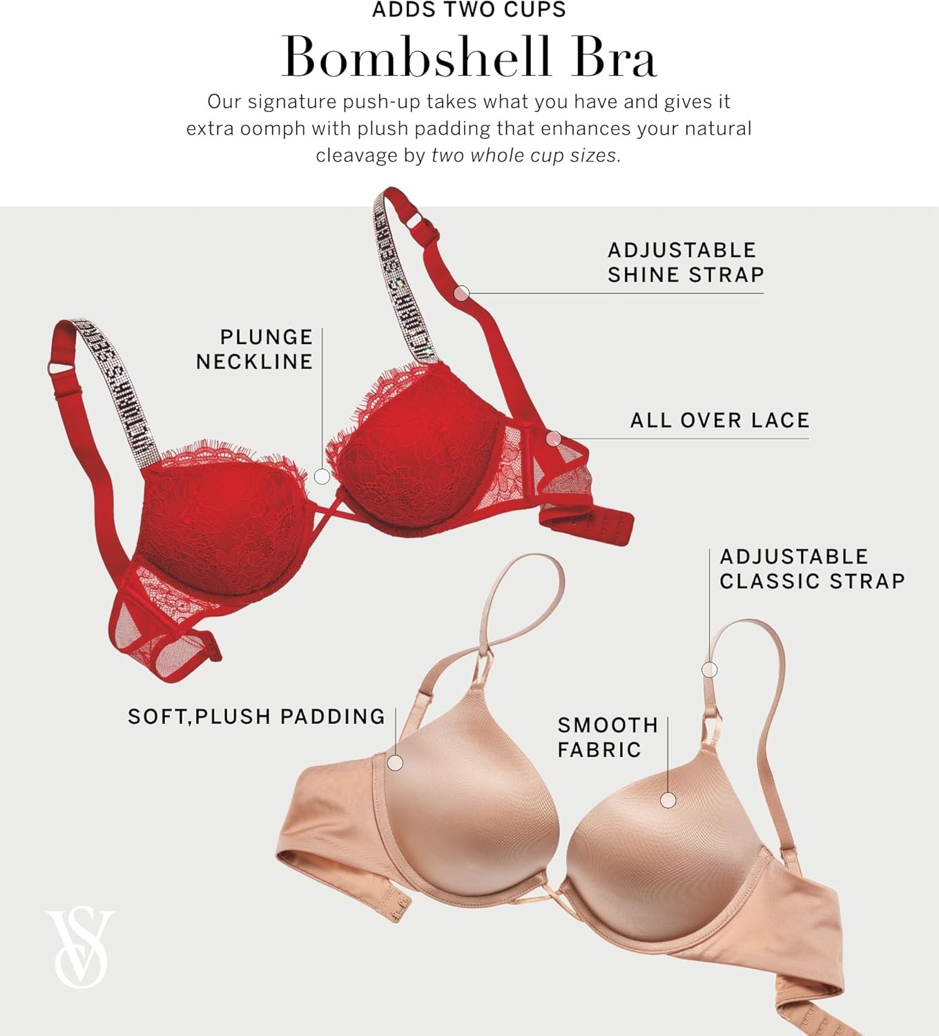 image:imageVictorias Secret Womens Very Sexy Bombshell Adds2Cups Push Up Bra Bras for Women 32A38DDDSweet Praline