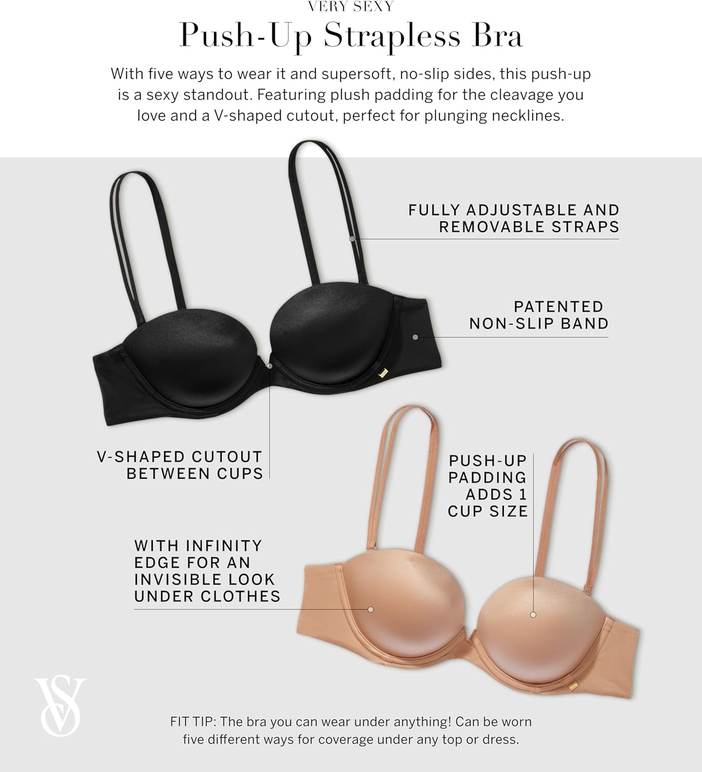 image:imageVictorias Secret Womens Very Sexy Push Up Strapless Bra Bras for Women 32A38DDVs White