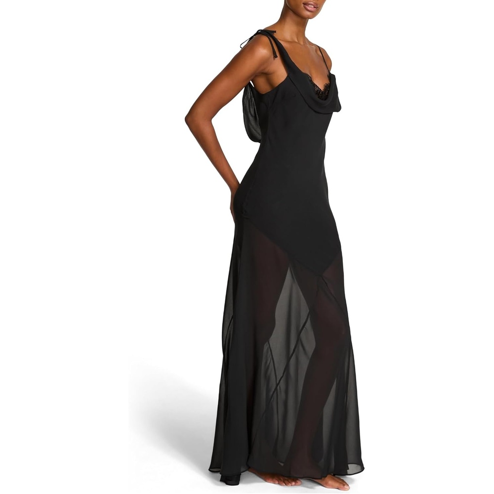 image:imageVictorias Secret Chiffon amp Lace Draped Slip GownBlack