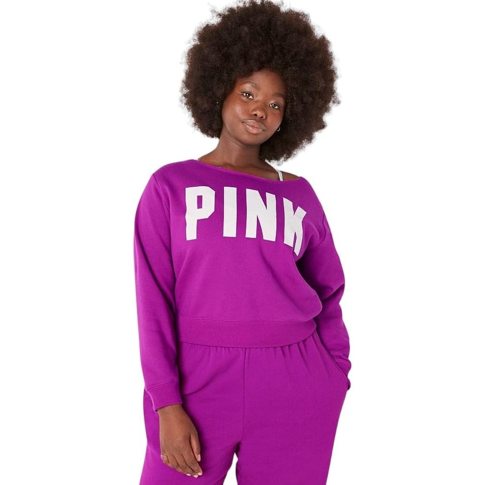 image:imageVictorias Secret PINK Fleece Cropped SweatshirtFuschia Sans Logo