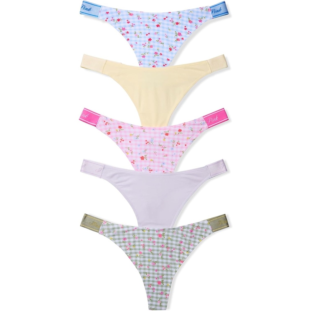 image:imageVictorias Secret PINK Womens Cotton Logo Thong Underwear Panties for Women XSXLFloral Gingham Pack