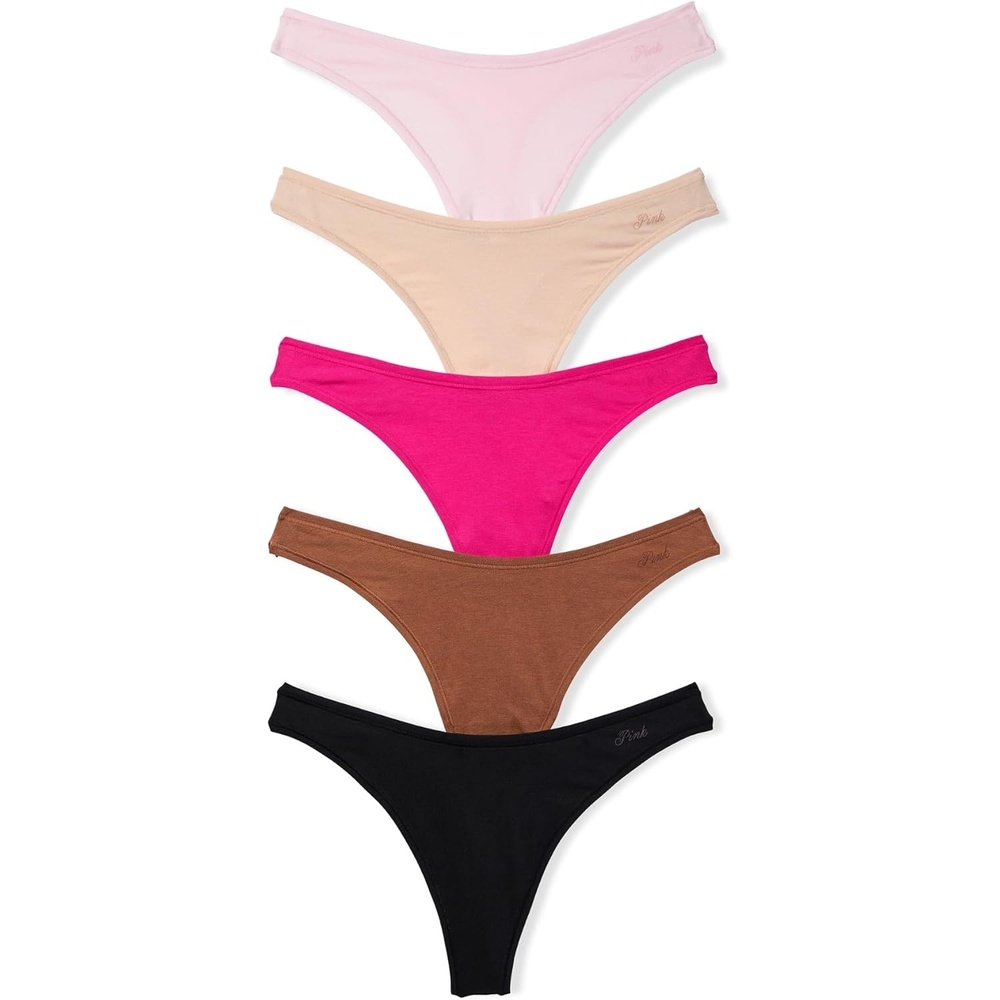 image:imageVictorias Secret PINK Womens Cotton Thong Underwear Panties for Women XSXLTan Basic Pack