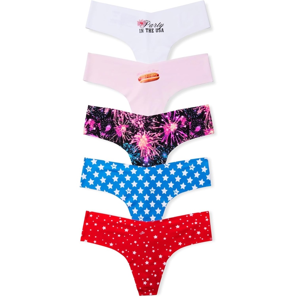 image:imageVictorias Secret PINK Womens No Show Thong Underwear Panties for Women XSXLAmericana Pack