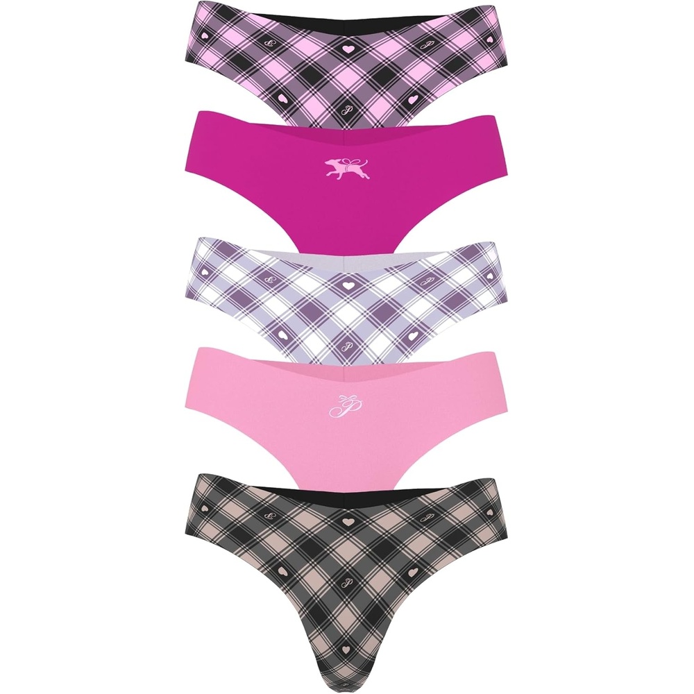 image:imageVictorias Secret PINK Womens No Show Thong Underwear Panties for Women XSXLHeritage Pink Plaid Pack