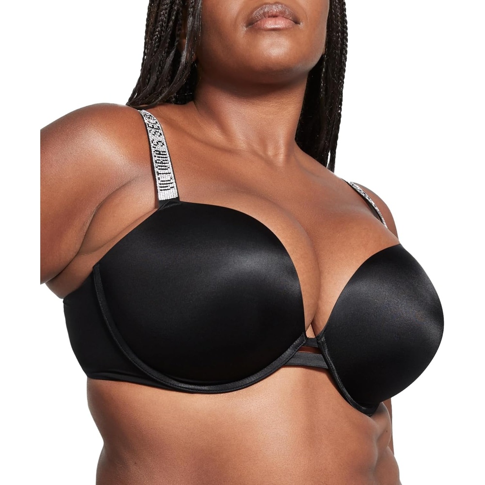 image:imageVictorias Secret Shine Strap Push Up Bra Bras for Women 32A38DDDBlack