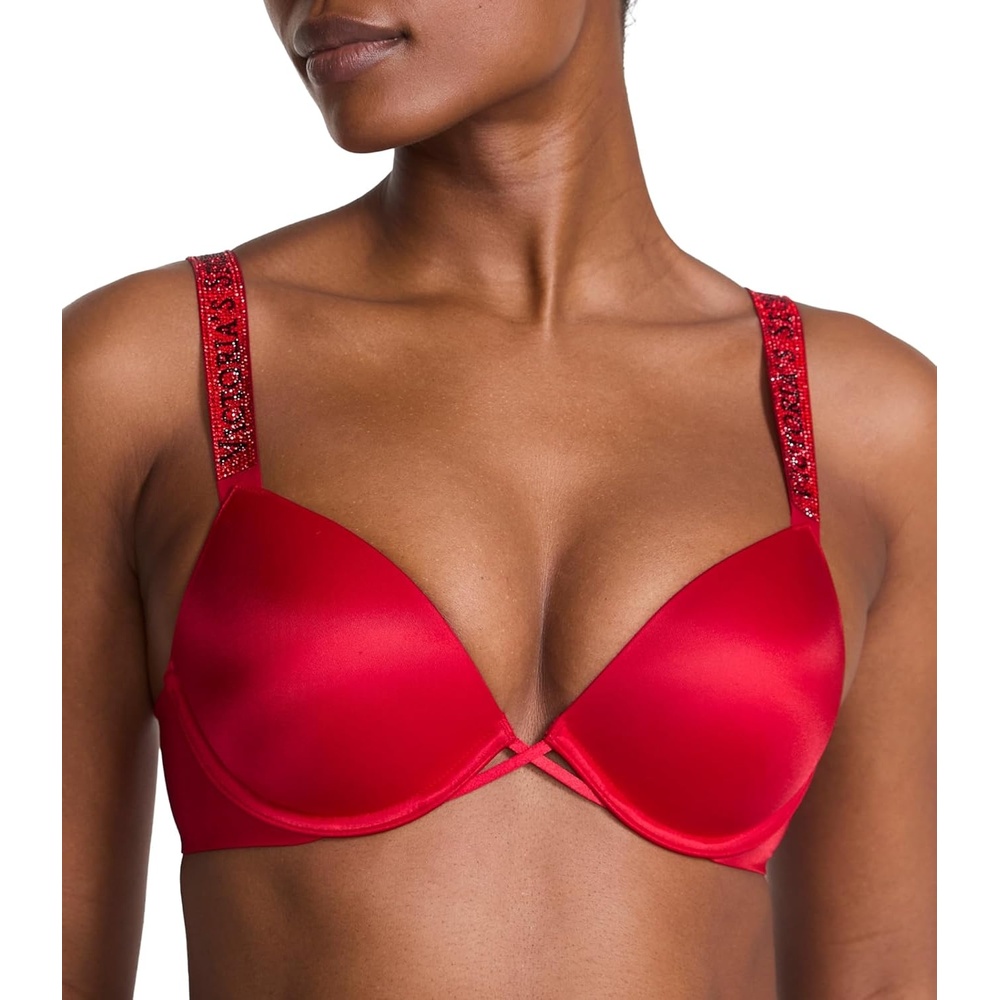 image:imageVictorias Secret Shine Strap Push Up Bra Bras for Women 32A38DDDLipstick Red Shine
