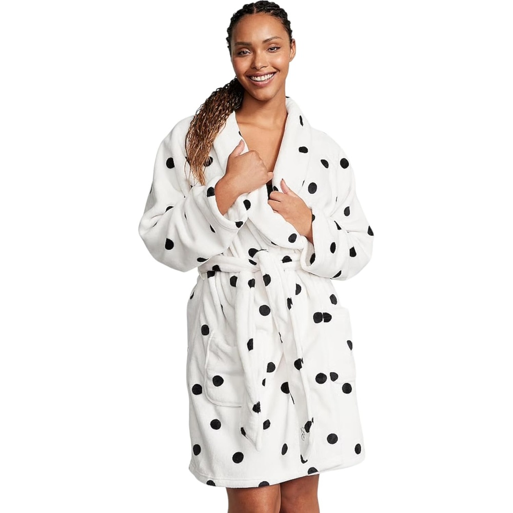 image:imageVictorias Secret Short Cozy Robe Robes for Women XSXXLBlack White Sweet Dot