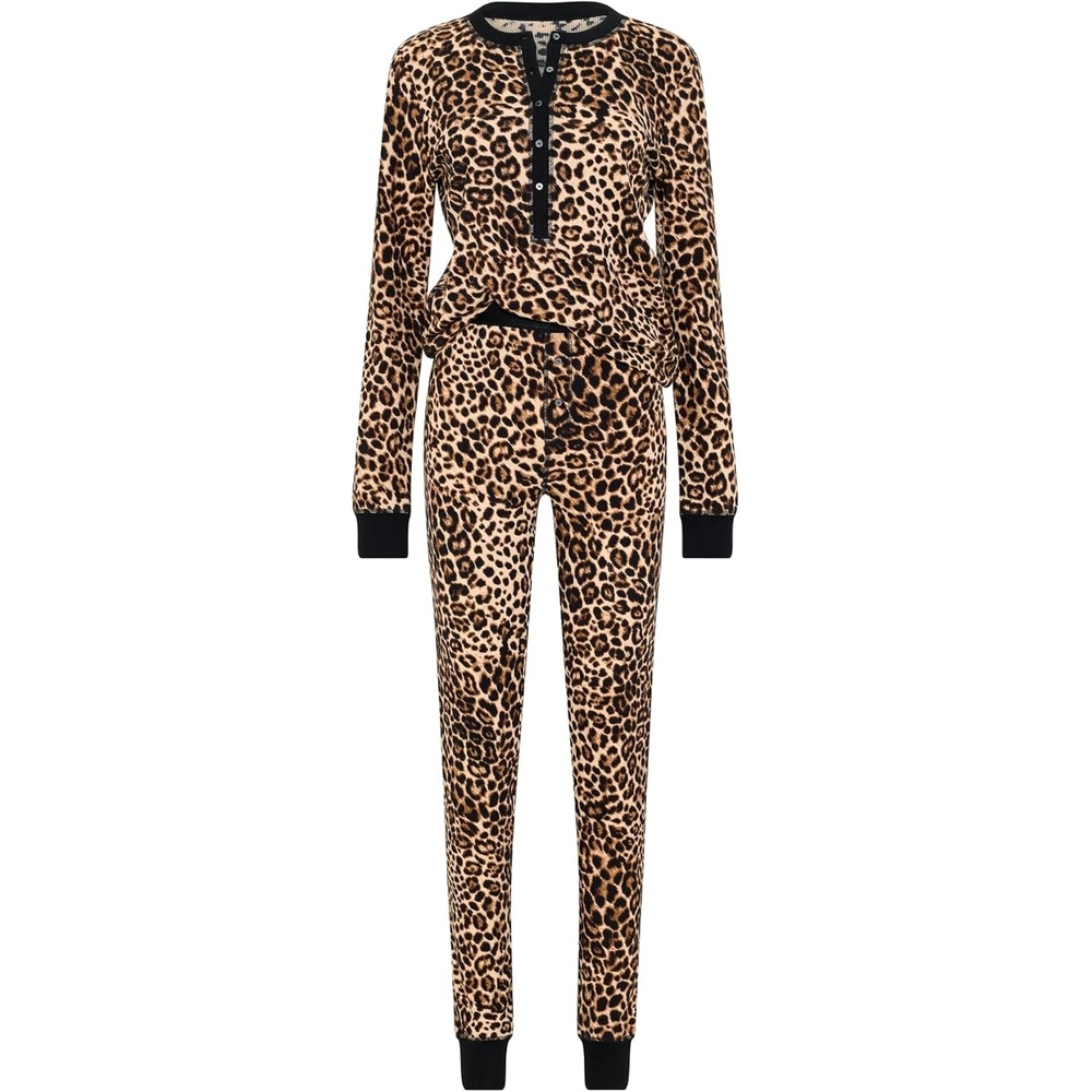 image:imageVictorias Secret Thermal Pajama Set Long Sleeve Shirt and Pants Sleepwear for Women XSXXLLeopard