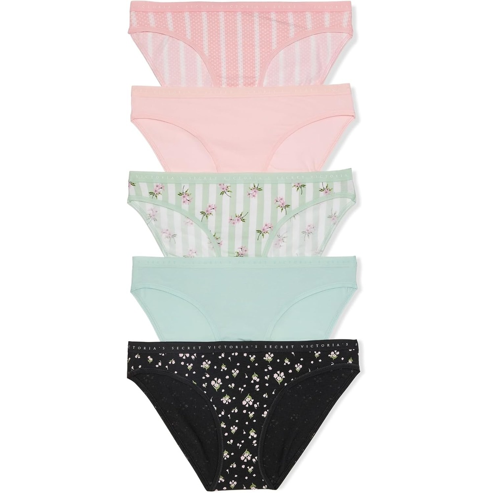 image:imageVictorias Secret Womens Cotton Bikini Underwear Moderate Coverage Panties for Women Multi Pack XSXXLFlorals Stripes