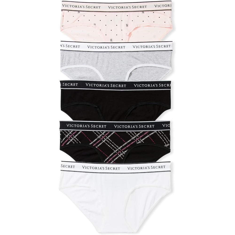image:imageVictorias Secret Womens Cotton Logo Hipster Underwear Moderate Coverage Panties for Women Multi Pack XSXXLLogo Waist Mix