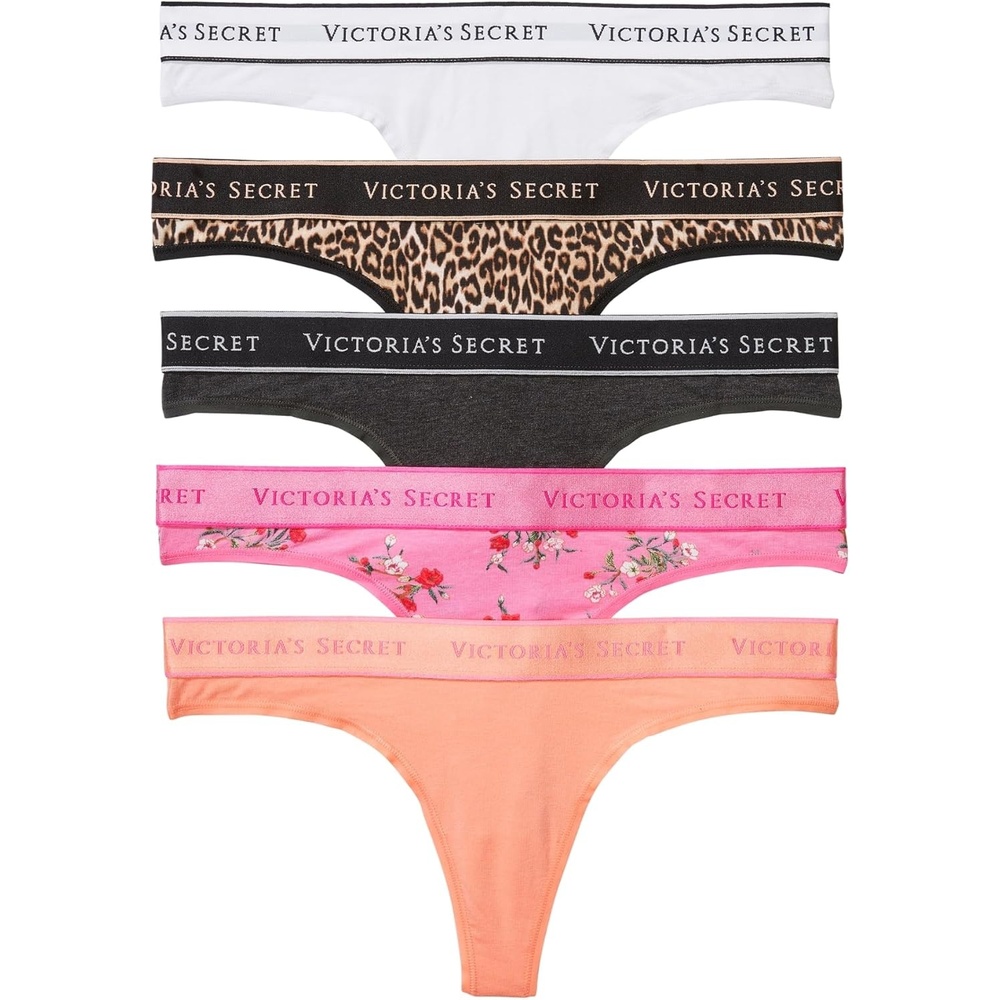 image:imageVictorias Secret Womens Cotton Logo Thong Underwear Panties for Women Multi Pack XSXXLLogo Multi