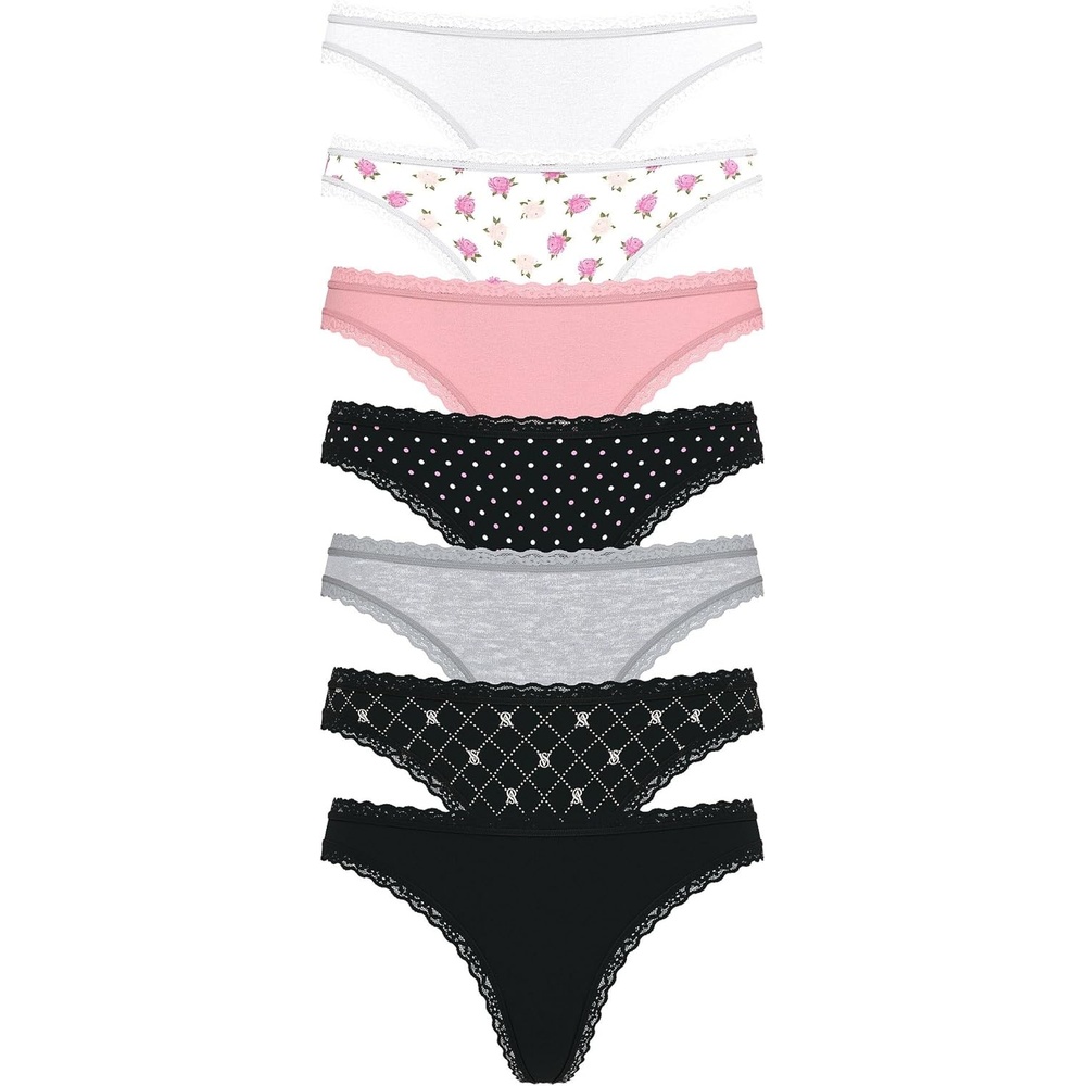 image:imageVictorias Secret Womens Cotton Thong Underwear Panties for Women Multi Pack XSXXLSolids Prints Mix