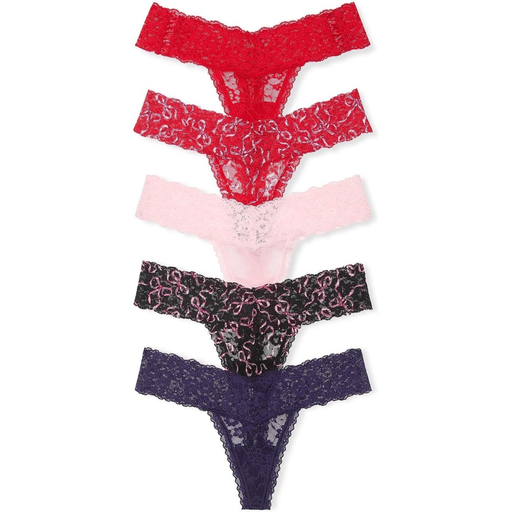 image:imageVictorias Secret Womens Lace Thong Underwear Panties for Women Multi PackBows Mix
