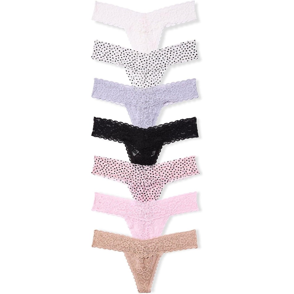 image:imageVictorias Secret Womens Lace Thong Underwear Panties for Women Multi PackSolid Dot Pack