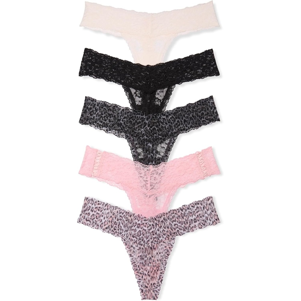 image:imageVictorias Secret Womens Lace Thong Underwear Panties for Women Multi PackSolids Leopard Print