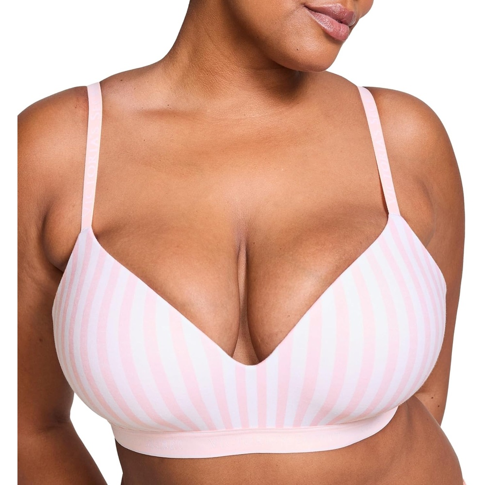 image:imageVictorias Secret Womens Lightly Lined Wireless TShirt Bra Bras for Women 32A38DDDPink Stripes