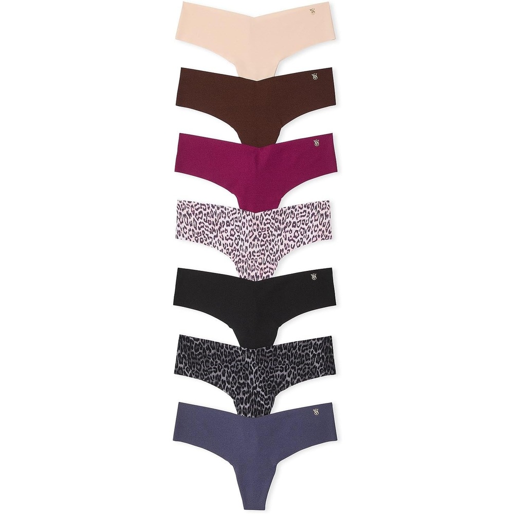 image:imageVictorias Secret Womens No Show Thong Underwear Panties for Women Multi Pack XSXXLSolids Animal Print