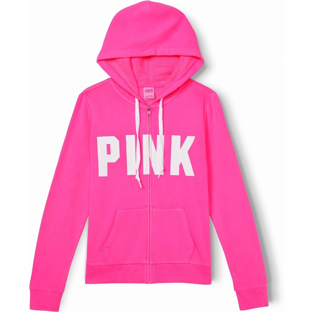 image:imageVictorias Secret Womens PINK Logo Full Zipup Sweatshirt XSXXLAtomic Pink Sans Logo